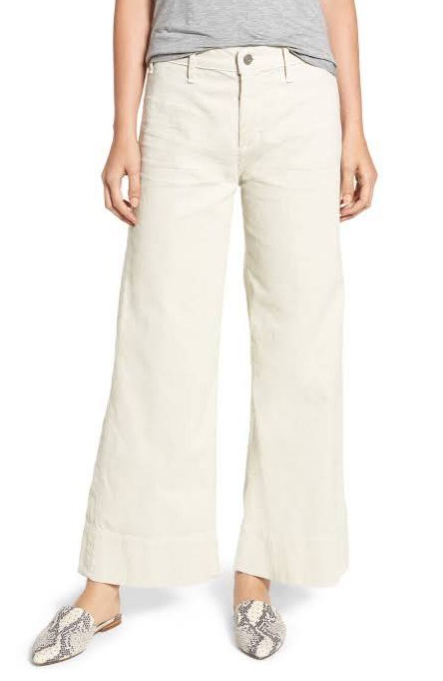 Citizens of Humanity Abigail High Rise Wide Leg Corduroy Pants Winter Cream 30